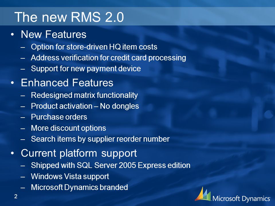microsoft dynamics rms 2.0 windows 10 compatibility