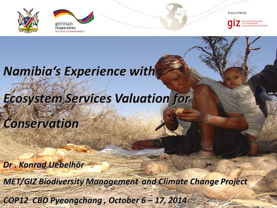 Page 1 Supported by Namibia‘s Experience with Ecosystem Services Valuation for Conservation Dr.