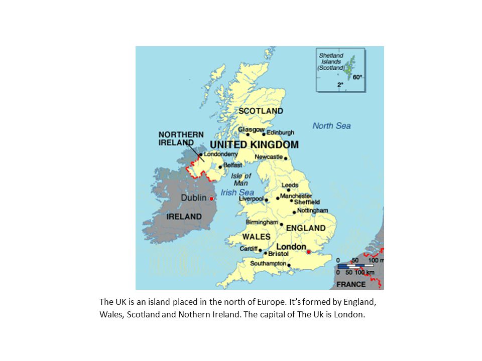 The UK is an island placed in the north of Europe.