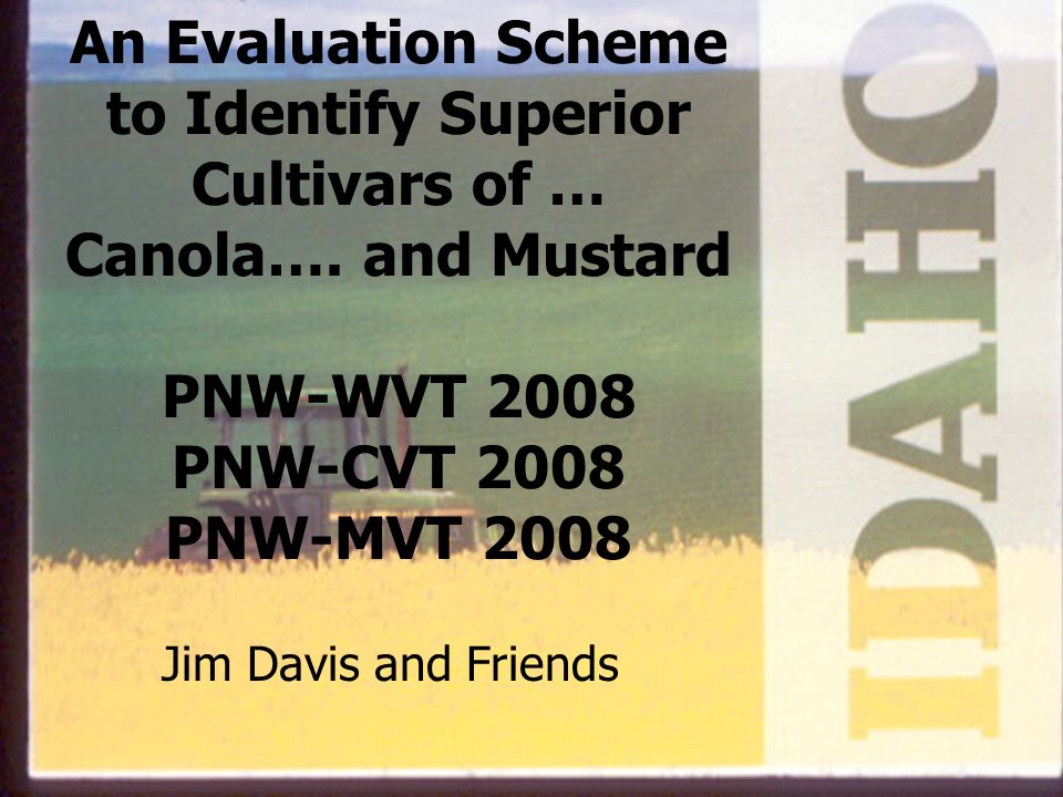 An Evaluation Scheme to Identify Superior Cultivars of … Canola….