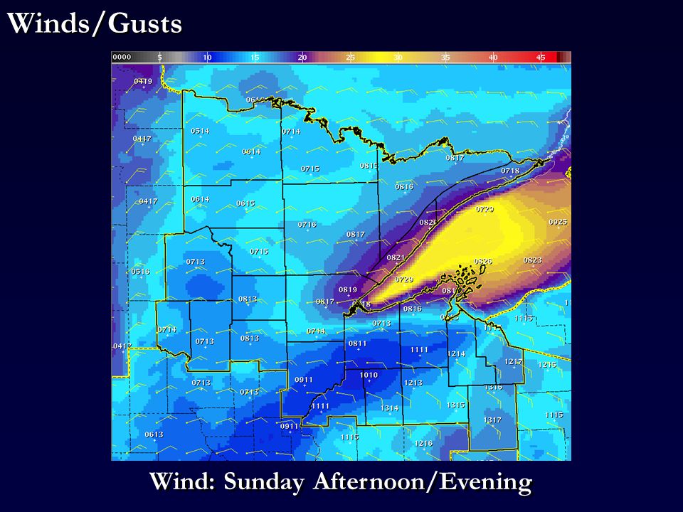 Winds/Gusts Wind: Sunday Afternoon/Evening