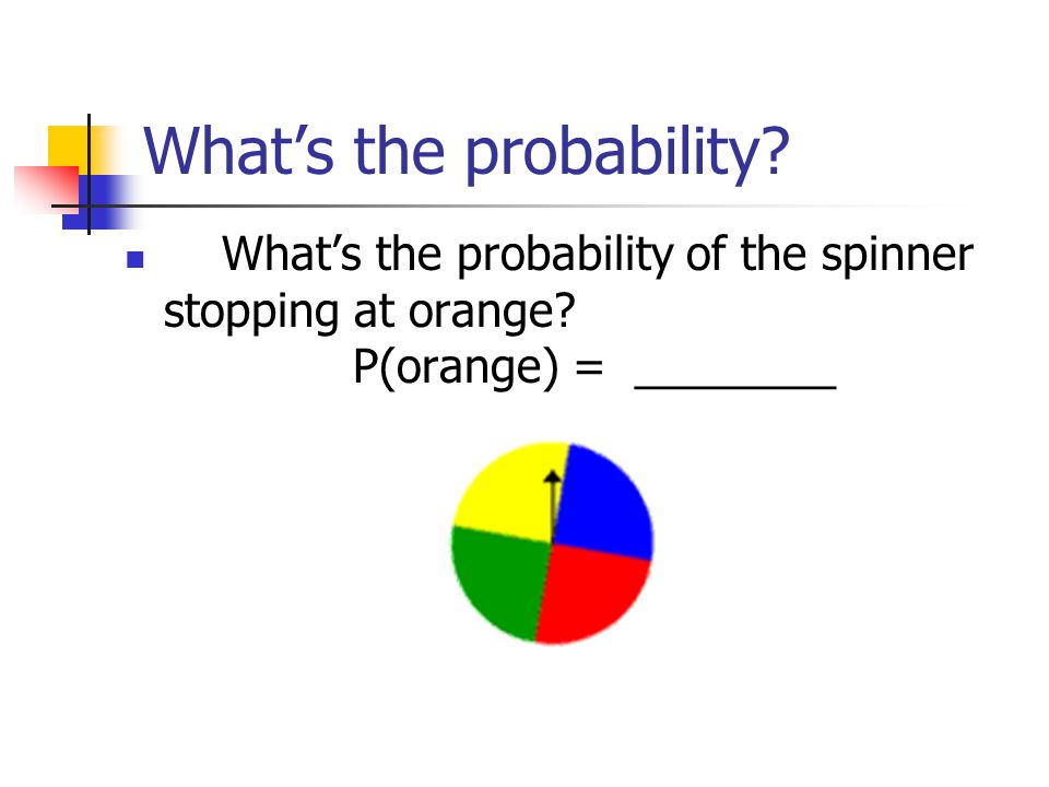 What’s the probability. What’s the probability of the spinner stopping at orange.