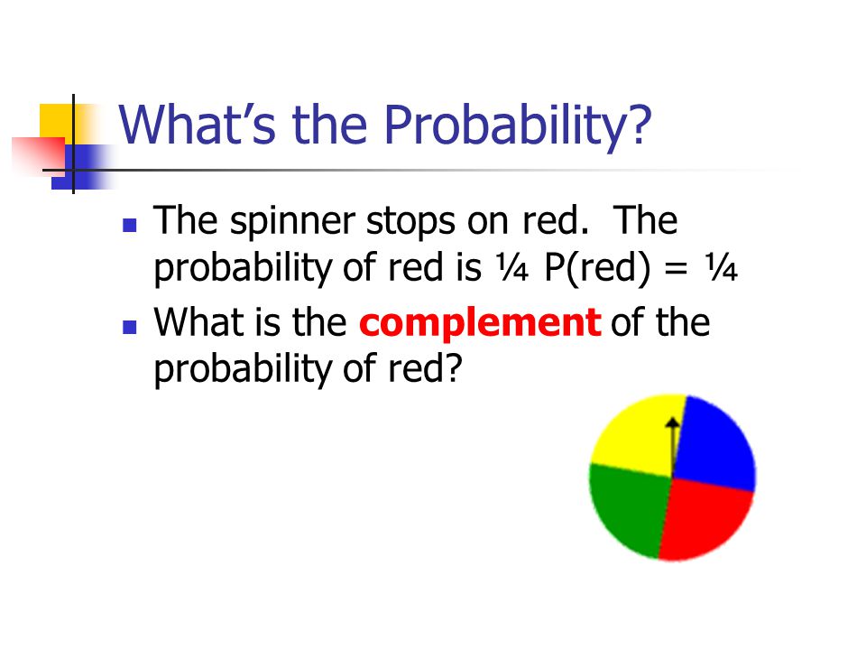 What’s the Probability. The spinner stops on red.
