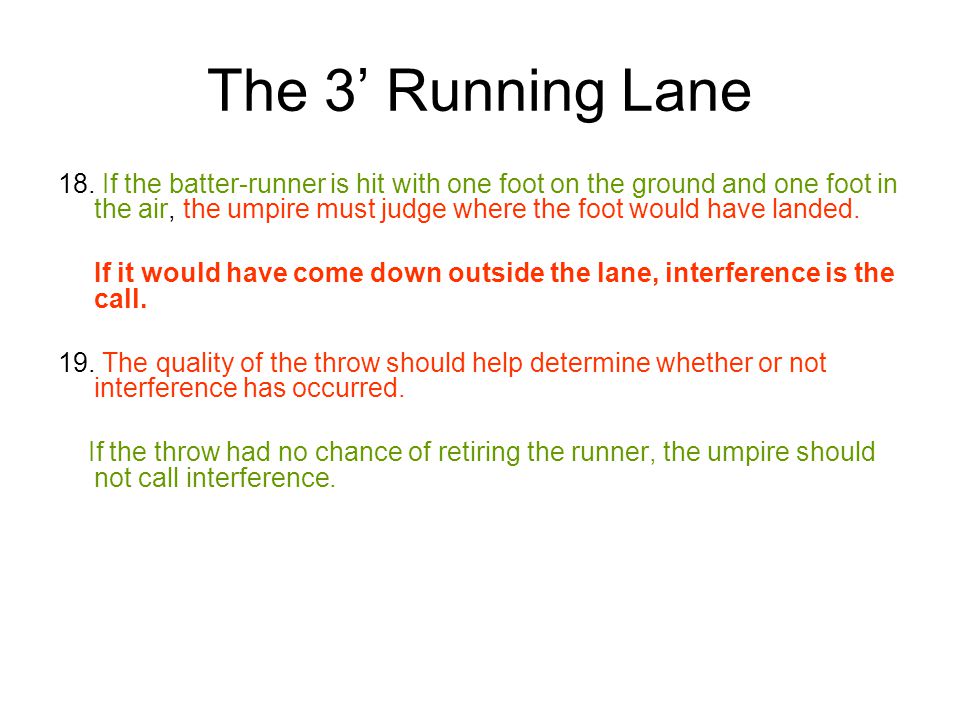 The 3’ Running Lane 18.