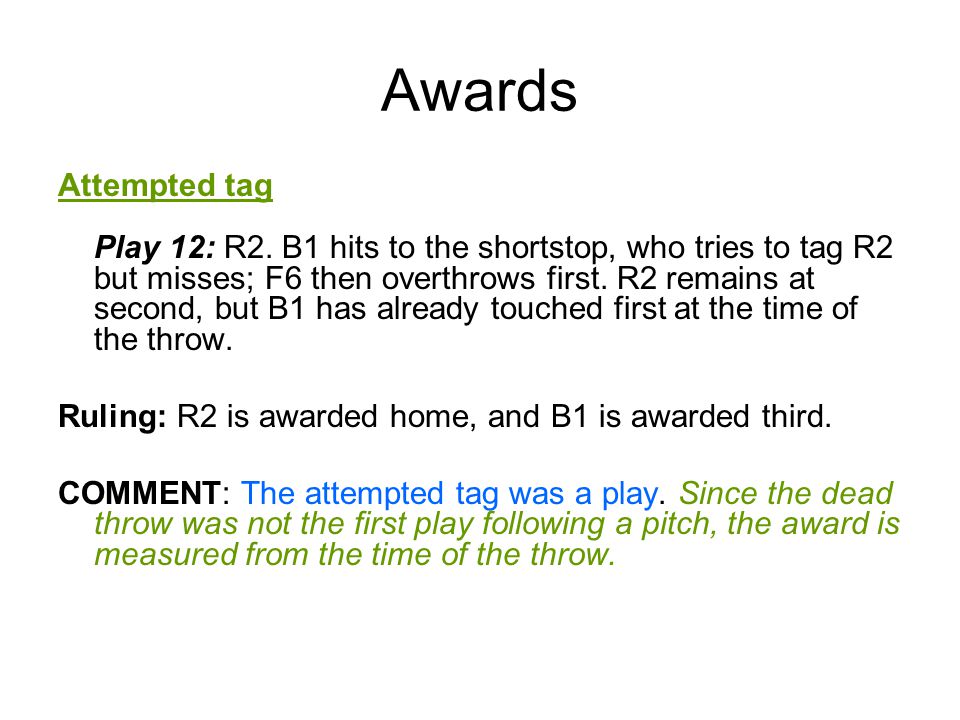Awards Attempted tag Play 12: R2.