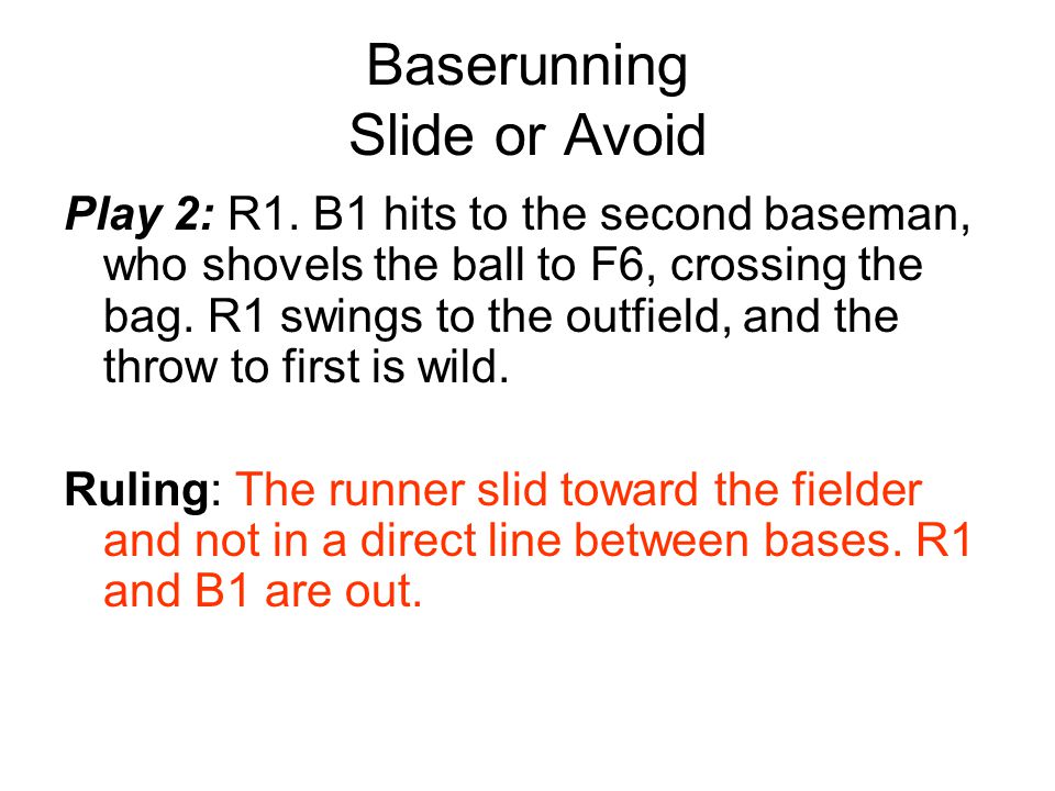 Baserunning Slide or Avoid Play 2: R1.