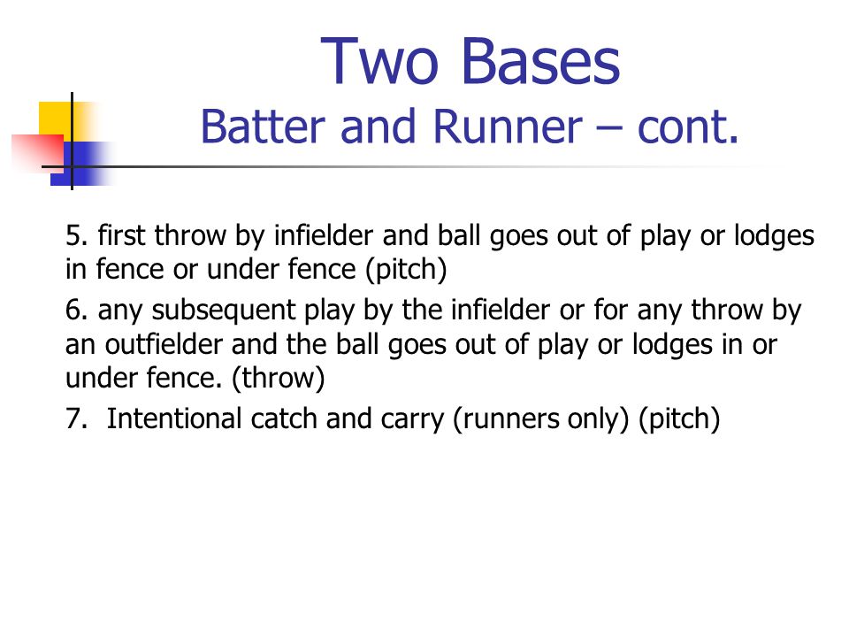 Two Bases Batter and Runner – cont. 5.