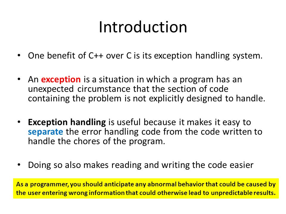 Introduction to C++ Exceptions