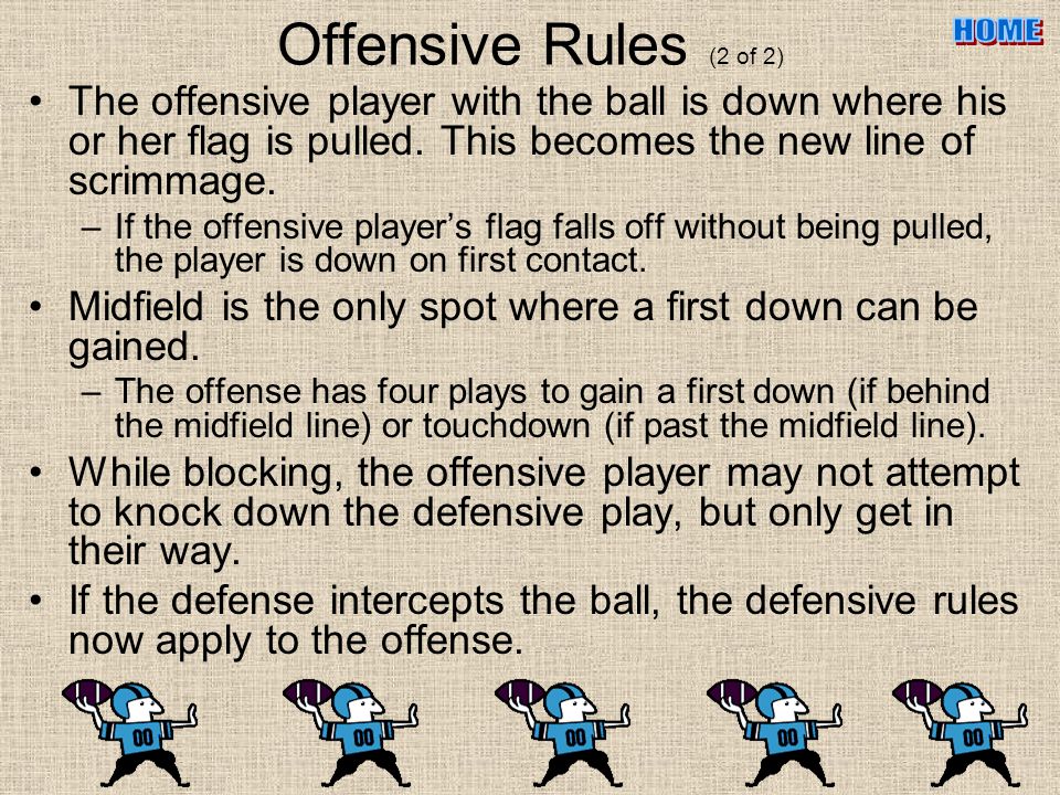 Physical Education Flag Football Rules 4 Different Categories Of Rules Use The Following Links To Navigate The Presentation Click Home To Return To Ppt Download