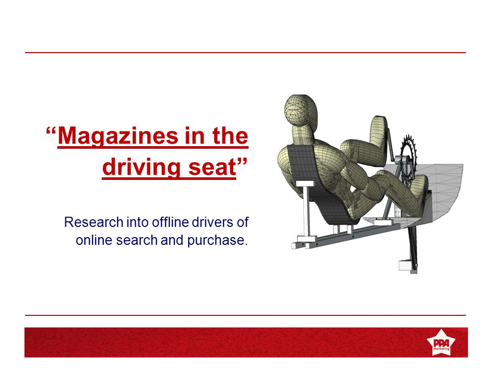 Magazines in the Driving Seat Magazines in the driving seat Research into offline drivers of online search and purchase.
