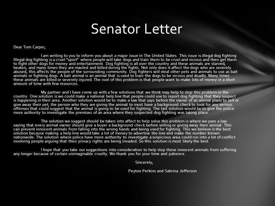 Dear Tom Carper, I am writing to you to inform you about a major issue in The United States.