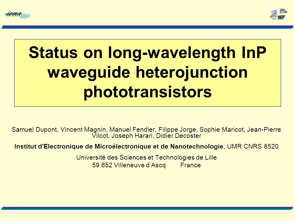 Status on longwavelength InP waveguide heterojunction phototransistors
