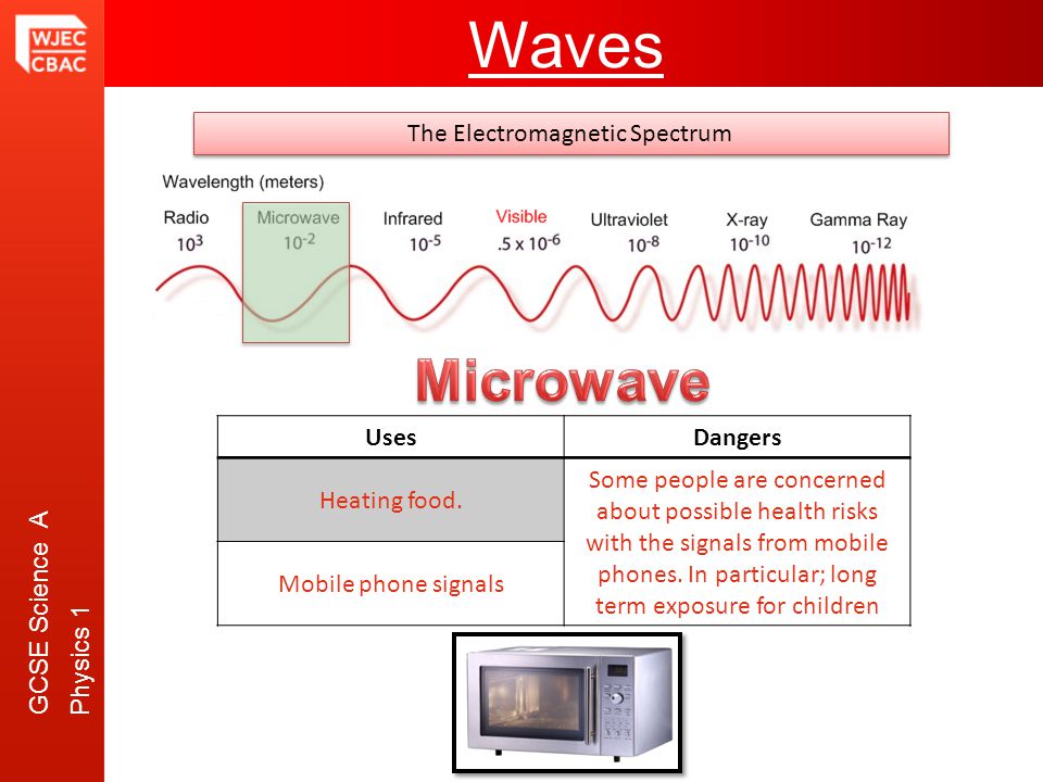 GCSE Science A Physics 1 Waves The Electromagnetic Spectrum UsesDangers Heating food.