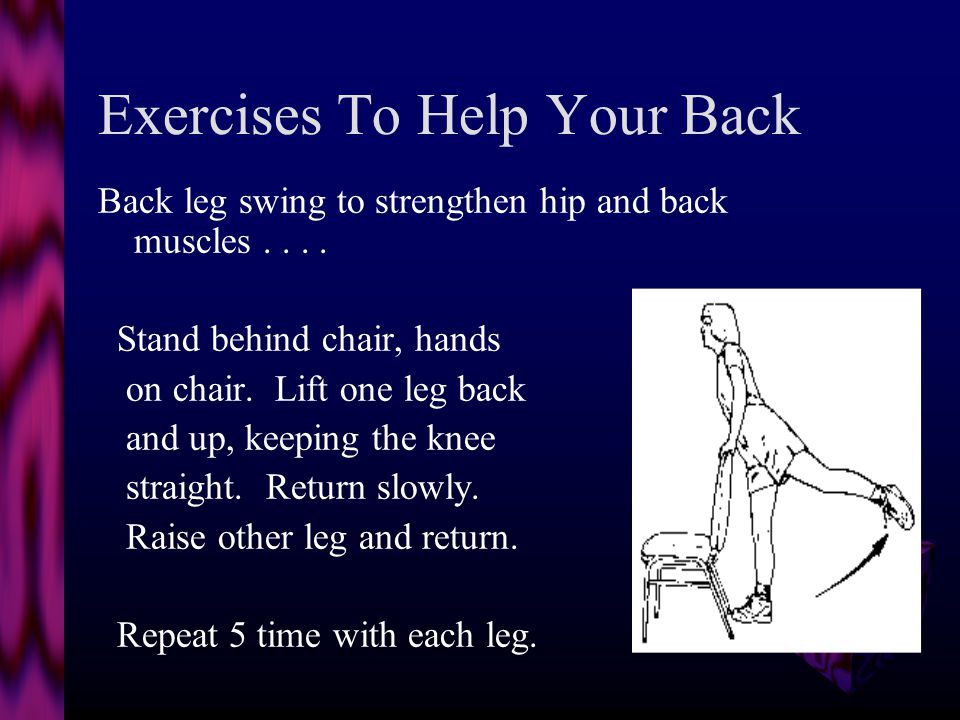 Exercises To Help Your Back Partial sit-up to strengthen stomach muscles...