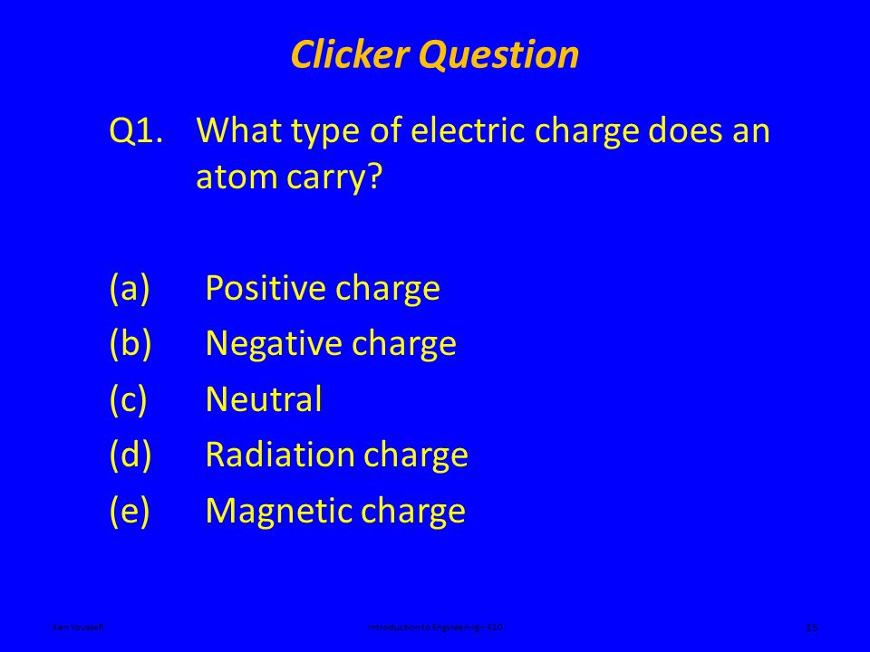 Clicker Question Ken YoussefiIntroduction to Engineering – E10 15 Q1.