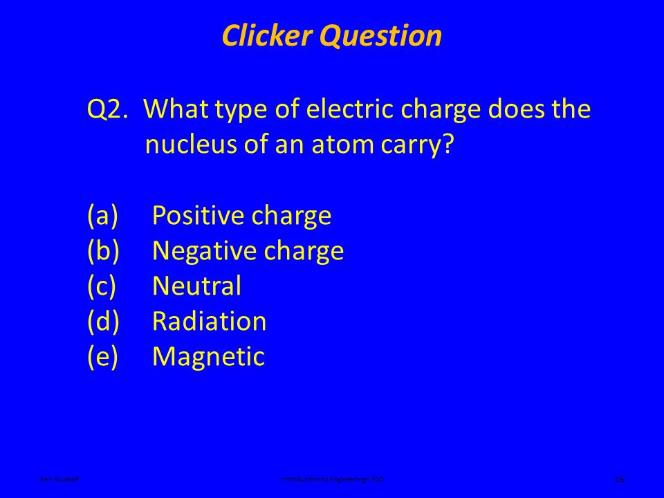 Clicker Question Ken YoussefiIntroduction to Engineering – E10 16 Q2.
