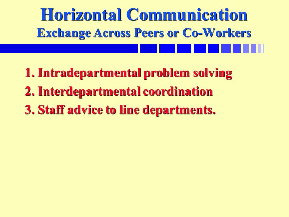 Horizontal Communication Exchange Across Peers or Co-Workers 1.