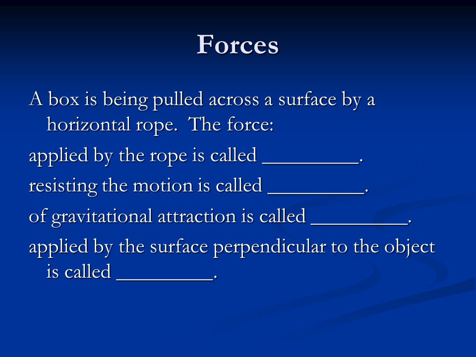 Forces A box is being pulled across a surface by a horizontal rope.