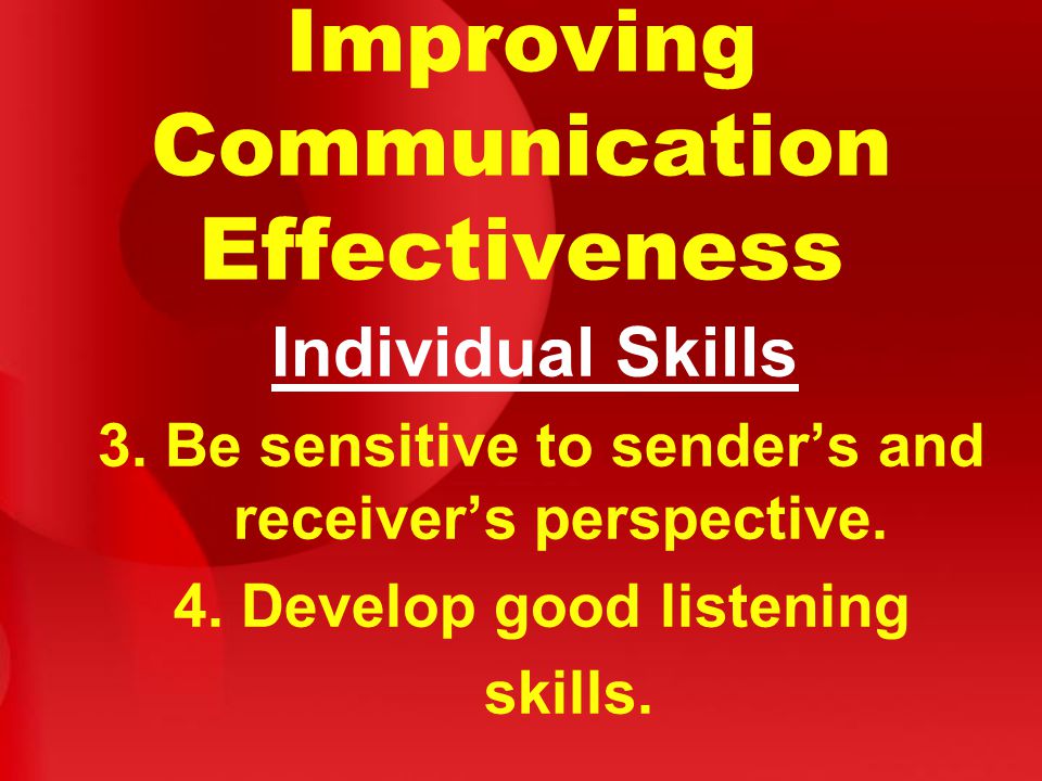Improving Communication Effectiveness Individual Skills 3.