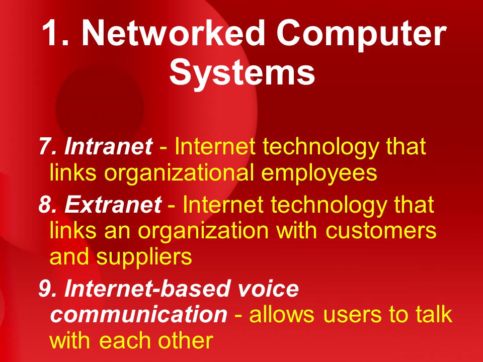 1. Networked Computer Systems 7.