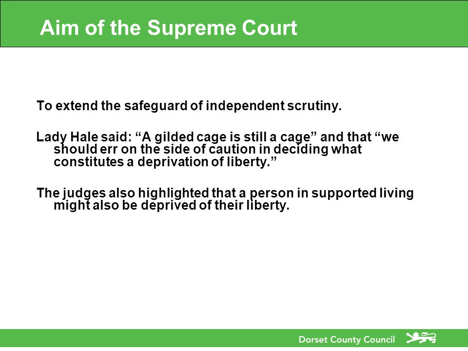 Aim of the Supreme Court To extend the safeguard of independent scrutiny.