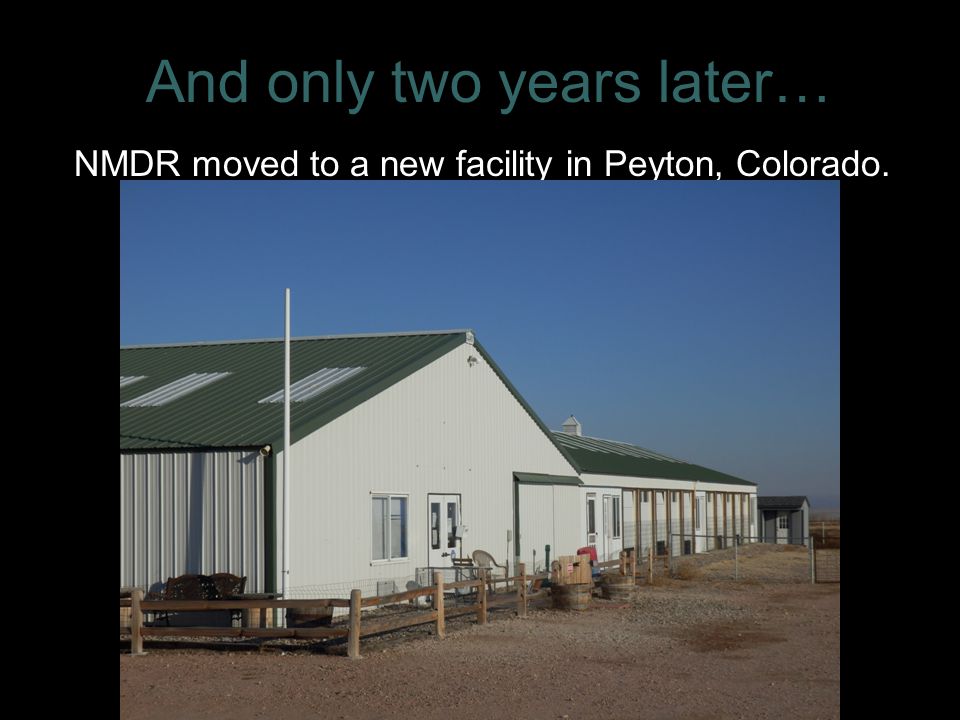 And only two years later… NMDR moved to a new facility in Peyton, Colorado. 10