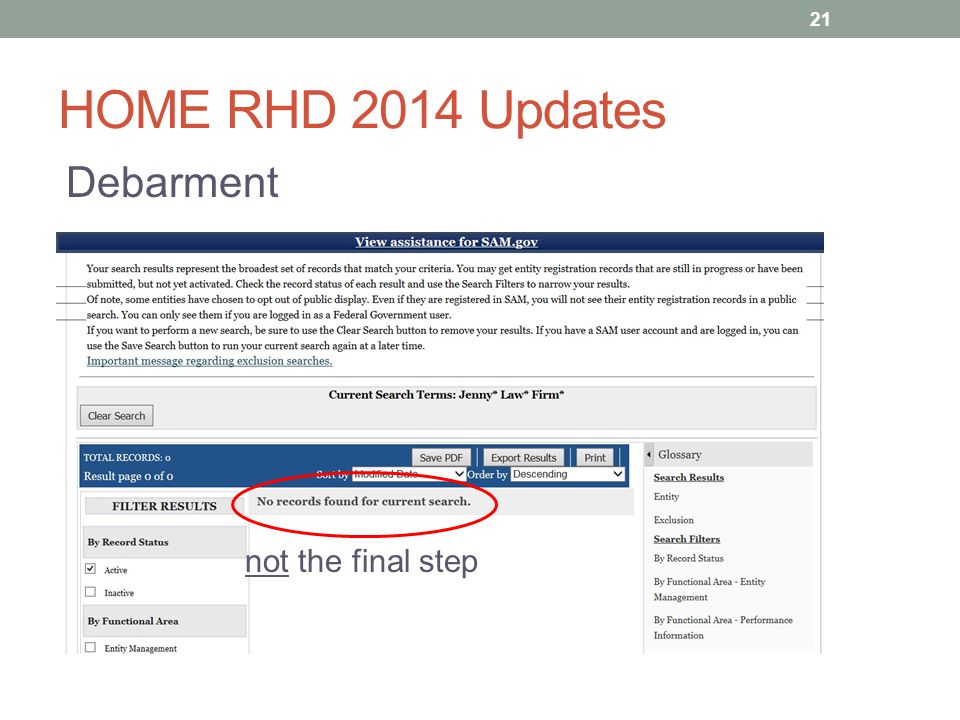 HOME RHD 2014 Updates Debarment not the final step 21