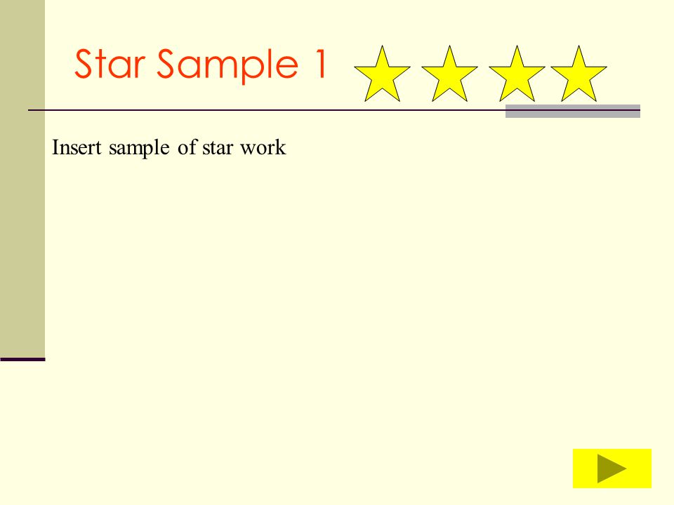 Star Sample 1 Insert sample of star work