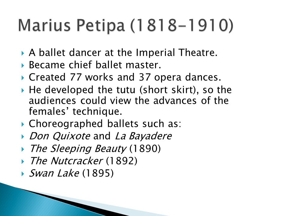  A ballet dancer at the Imperial Theatre.  Became chief ballet master.