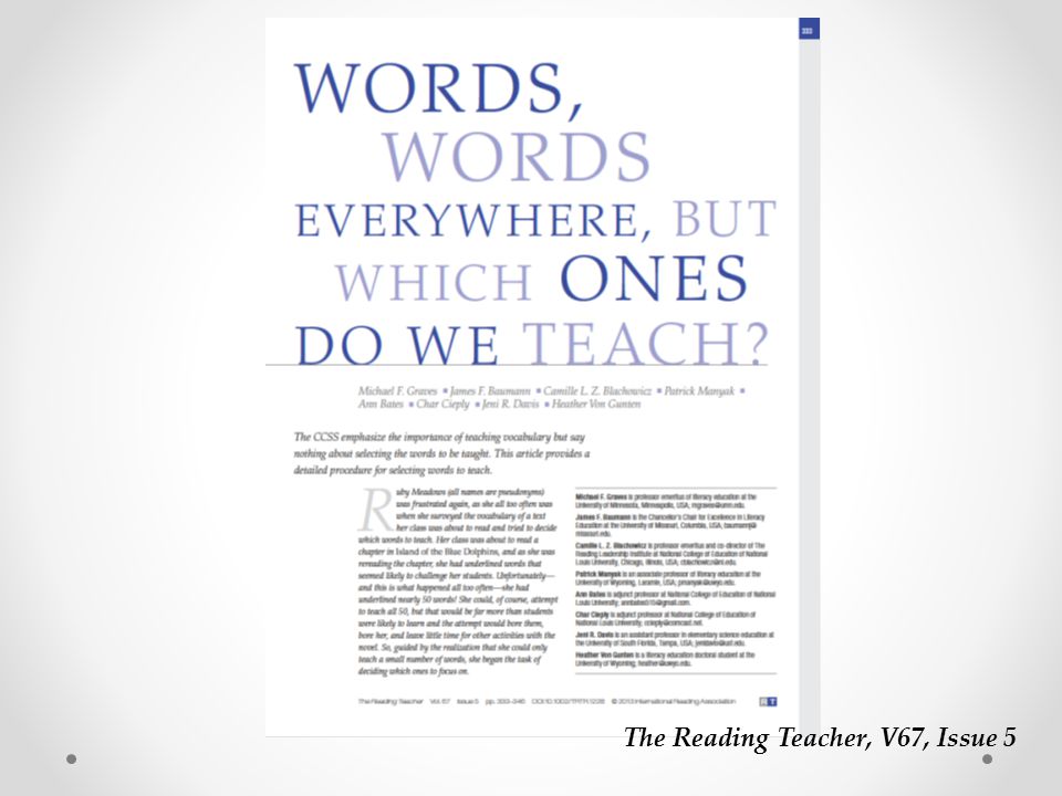 The Reading Teacher, V67, Issue 5