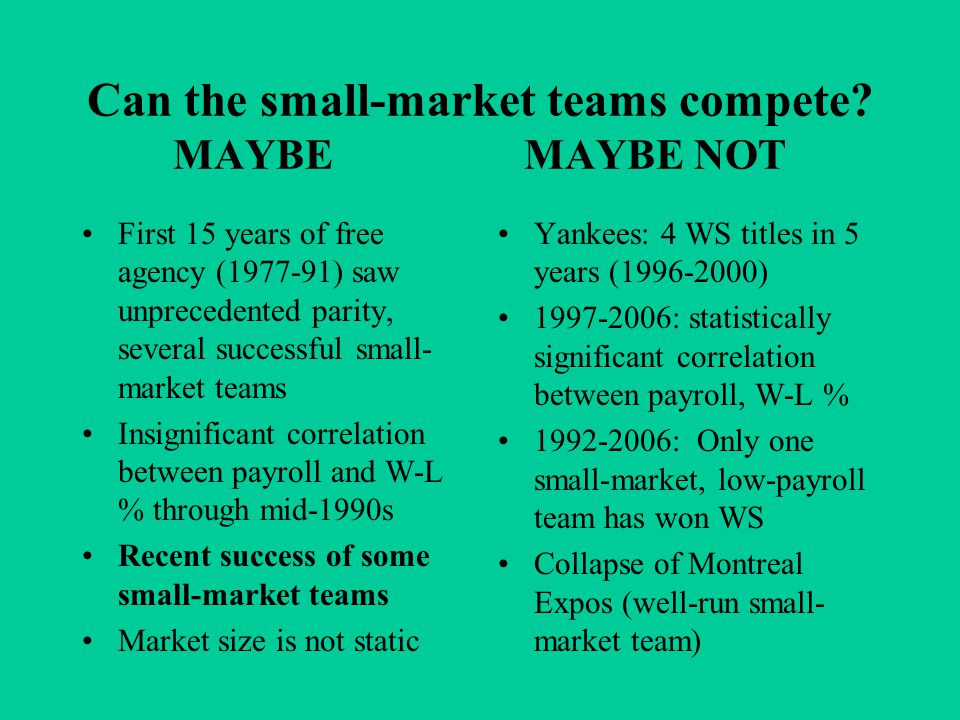 Can the small-market teams compete.