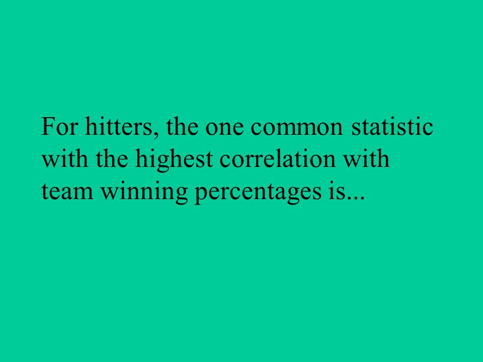 For hitters, the one common statistic with the highest correlation with team winning percentages is...