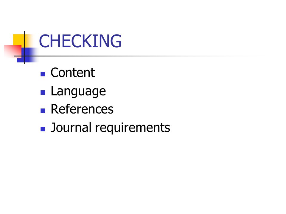 CHECKING Content Language References Journal requirements