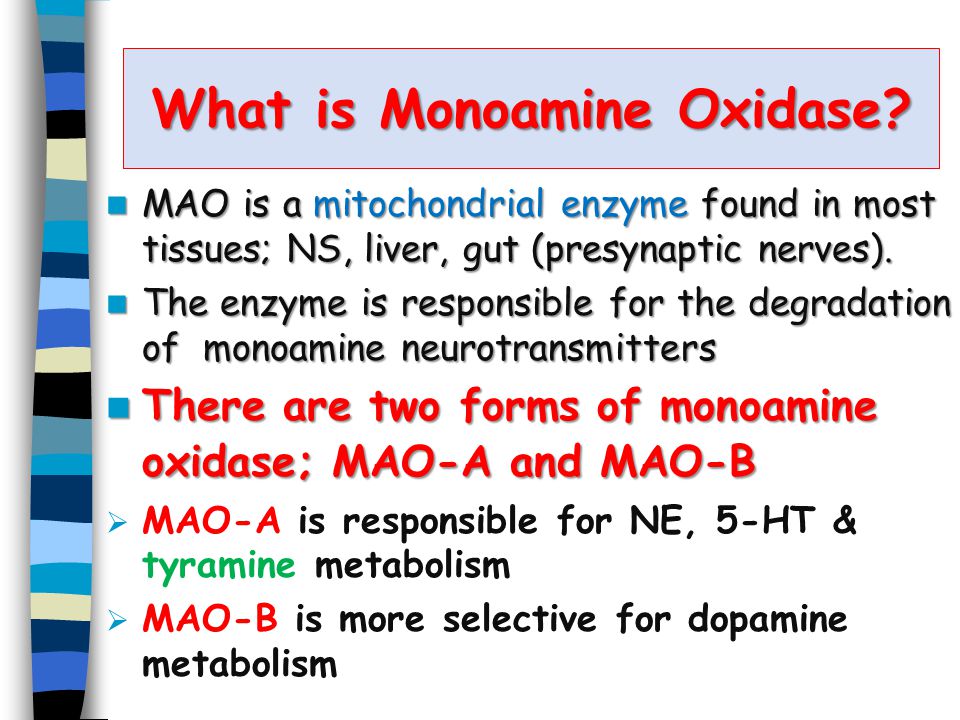 Monoamine Oxidase Inhibitors Monoamine Oxidase Inhibitors Maois Are A Class Of Powerful Antidepressant Drugs They Are Particularly Effective In Treating Ppt Download