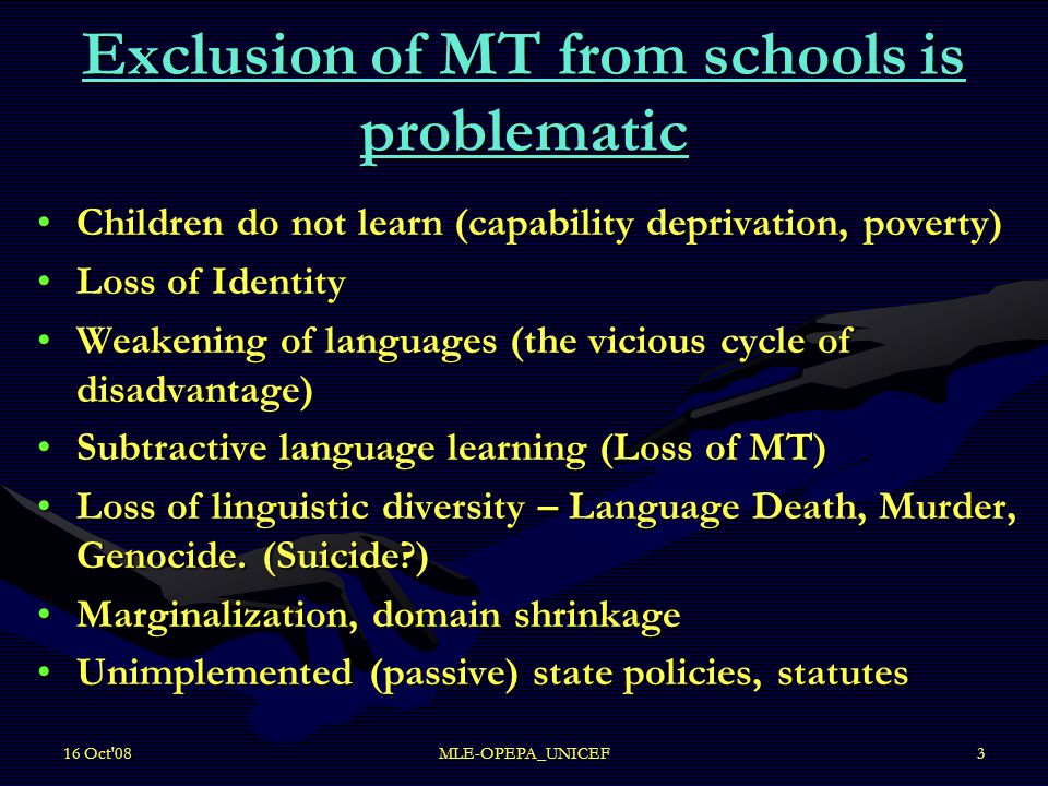 disadvantages of mother tongue based multilingual education