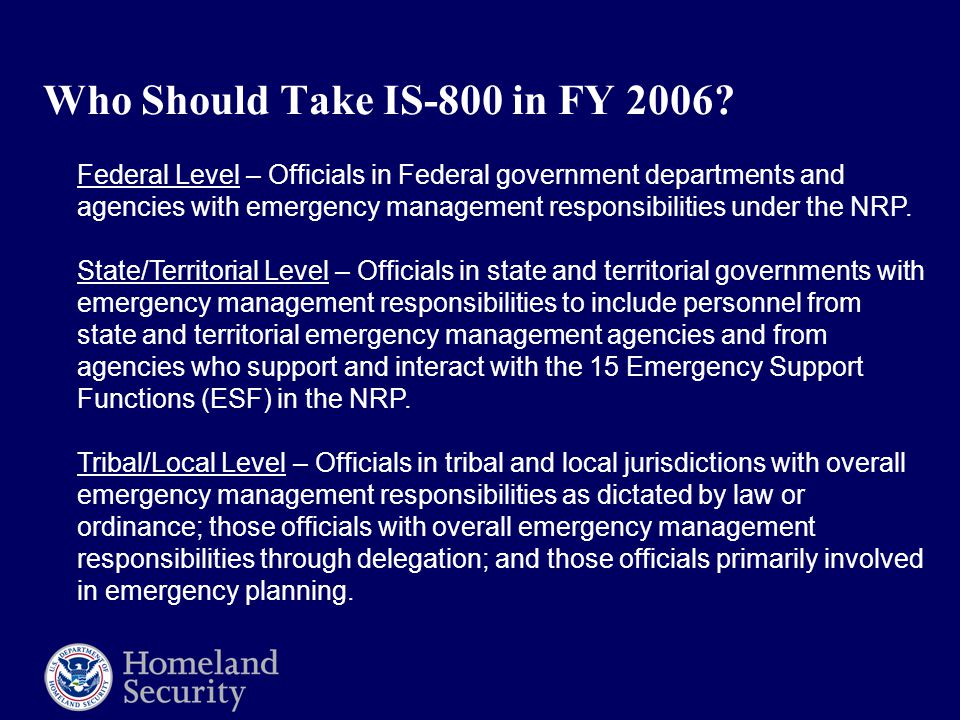 Who Should Take IS-800 in FY 2006.