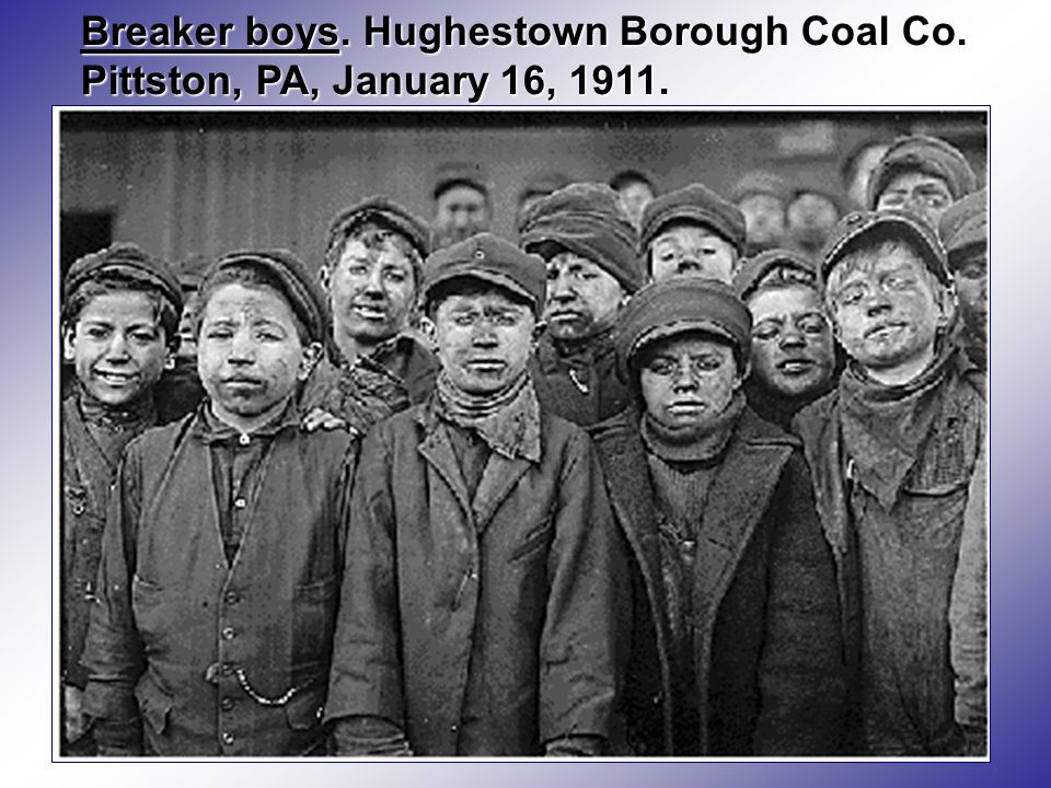 Breaker boys. Hughestown Borough Coal Co. Pittston, PA, January 16, 1911.