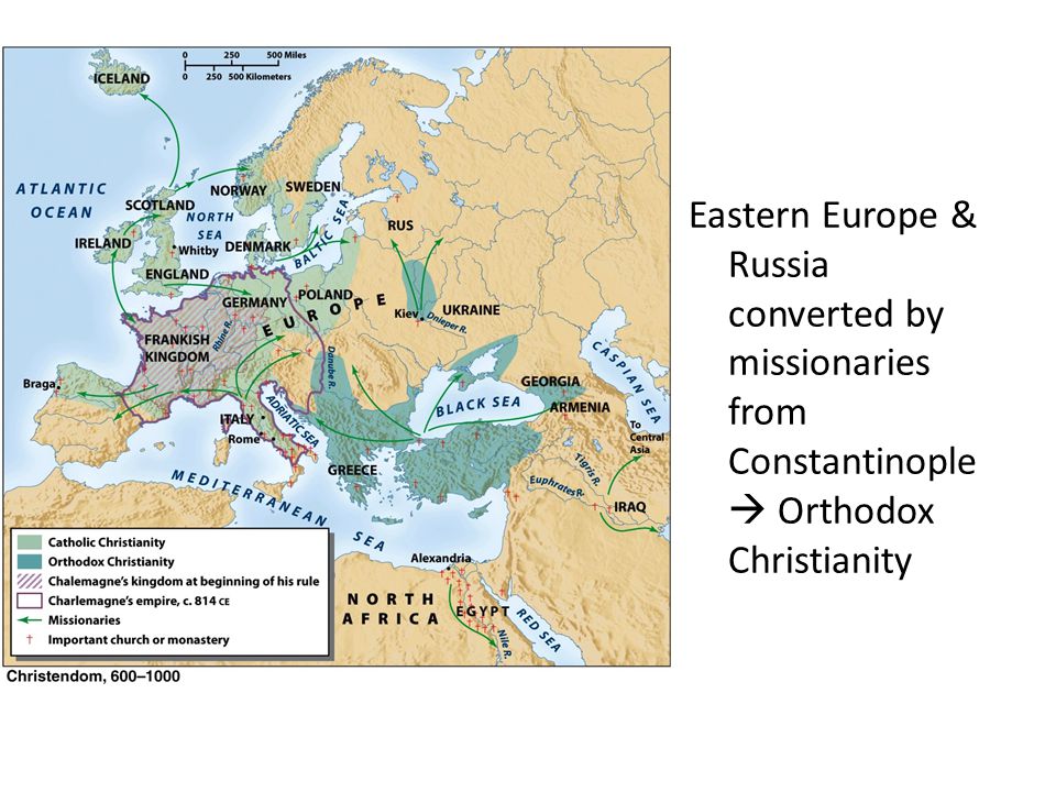 Eastern Europe & Russia converted by missionaries from Constantinople  Orthodox Christianity