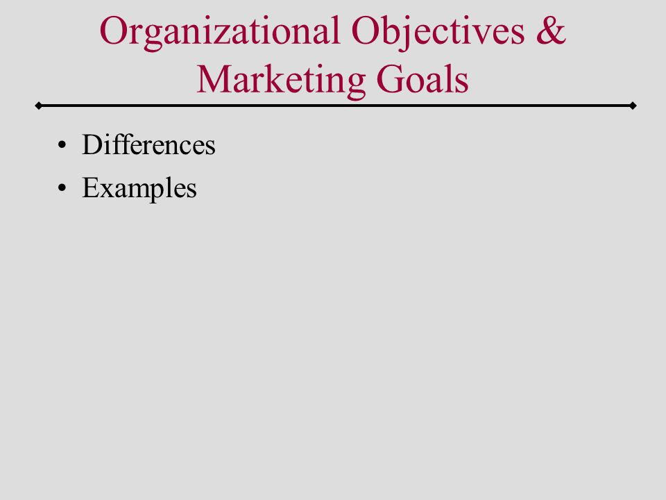 Organizational Objectives & Marketing Goals Differences Examples