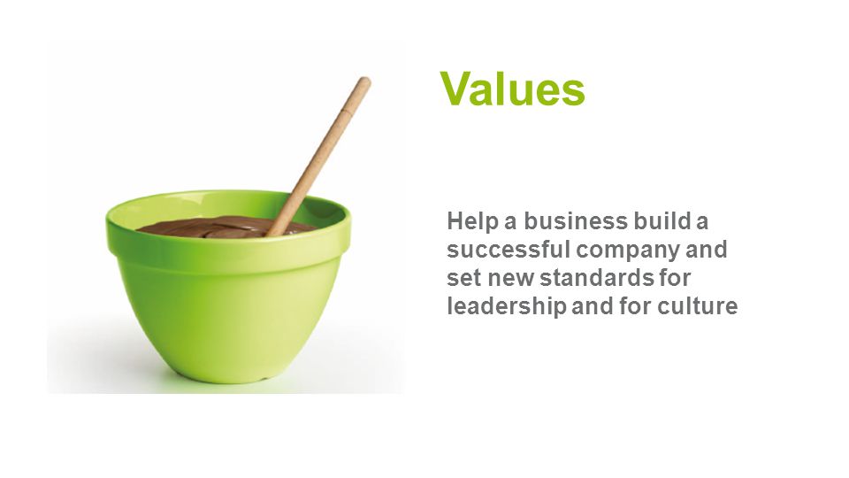 Values Help a business build a successful company and set new standards for leadership and for culture