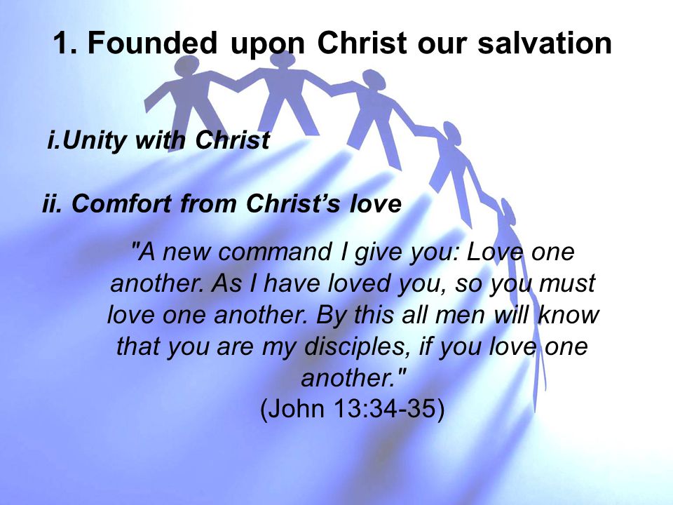 1. Founded upon Christ our salvation i.Unity with Christ ii.