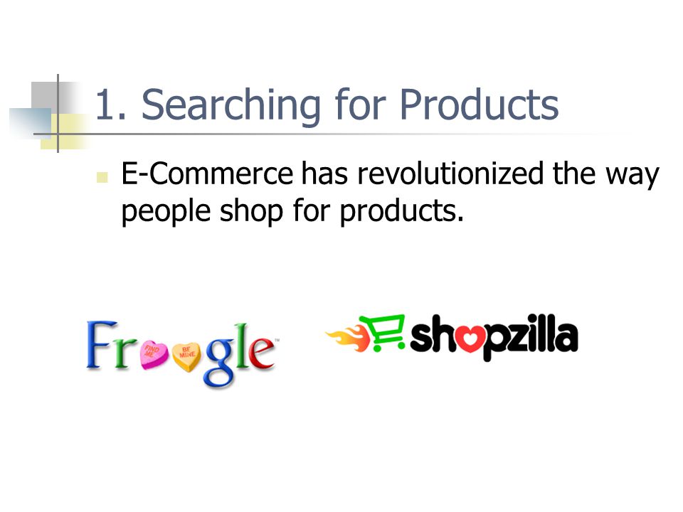 1. Searching for Products E-Commerce has revolutionized the way people shop for products.
