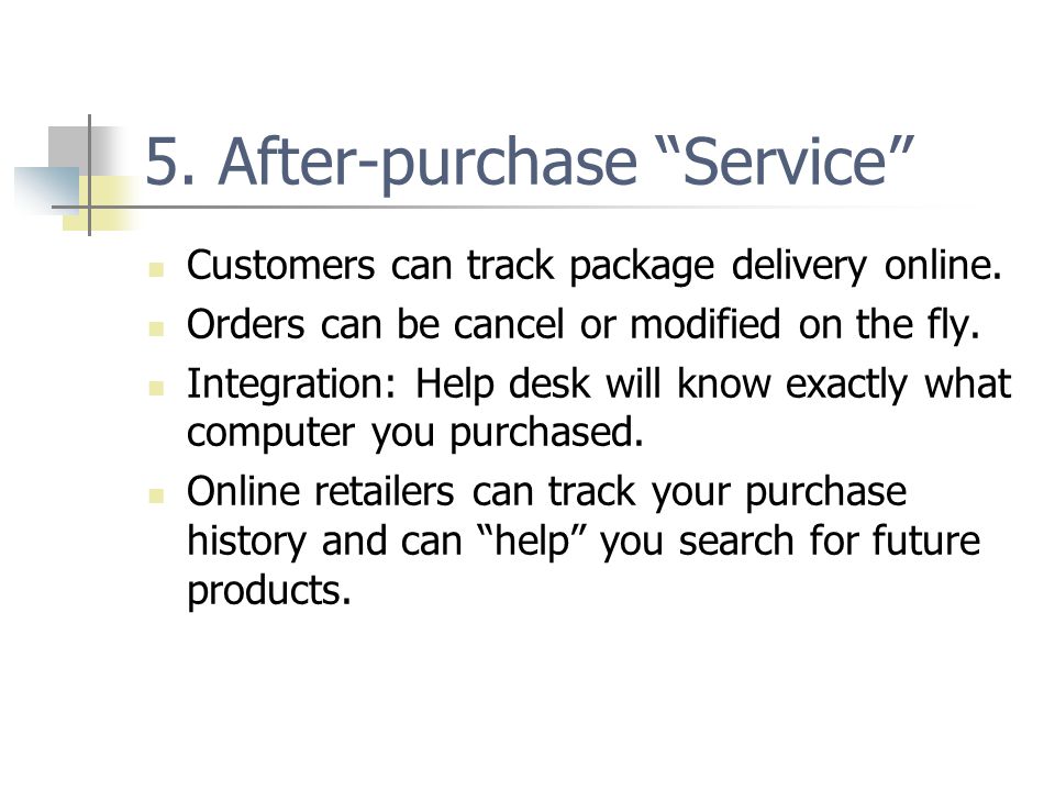 5. After-purchase Service Customers can track package delivery online.
