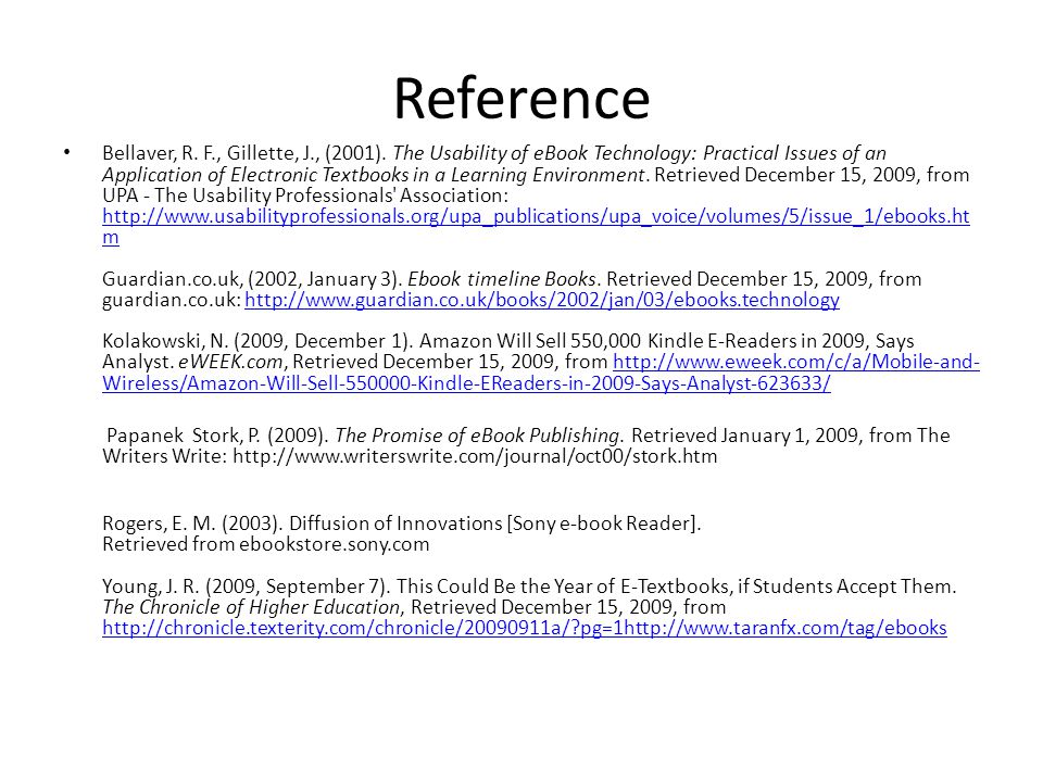 Reference Bellaver, R. F., Gillette, J., (2001).