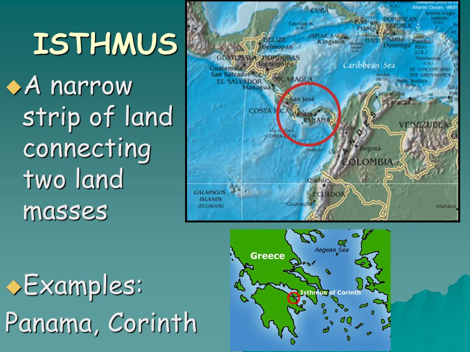 examples of isthmus in the world What is a land with water on 2 sides called? Quora.