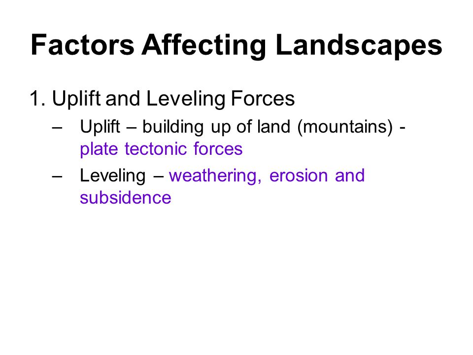 Factors Affecting Landscapes 1.
