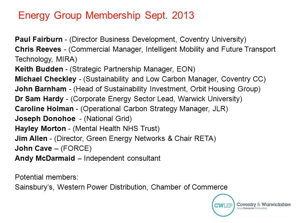 Energy Group Membership Sept.