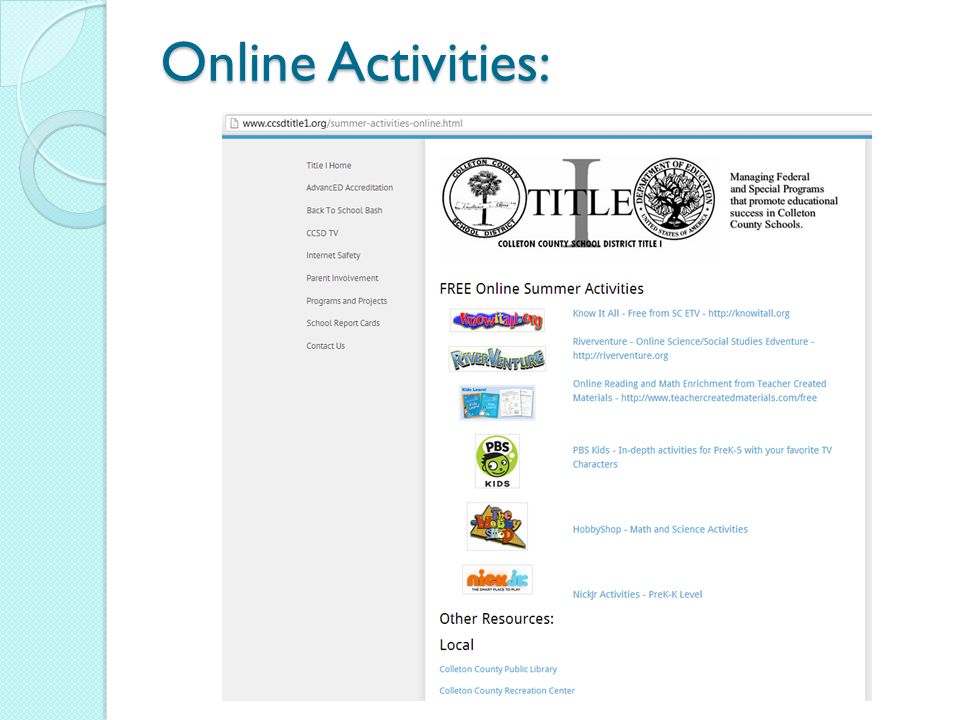 Online Activities: