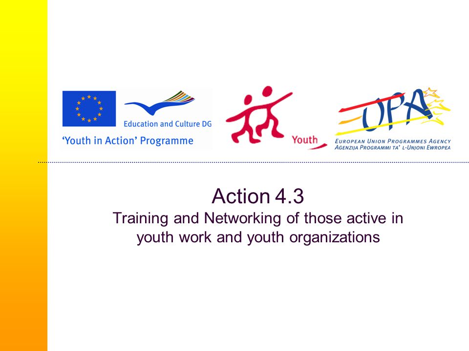 Action 4.3 Training and Networking of those active in youth work and youth organizations