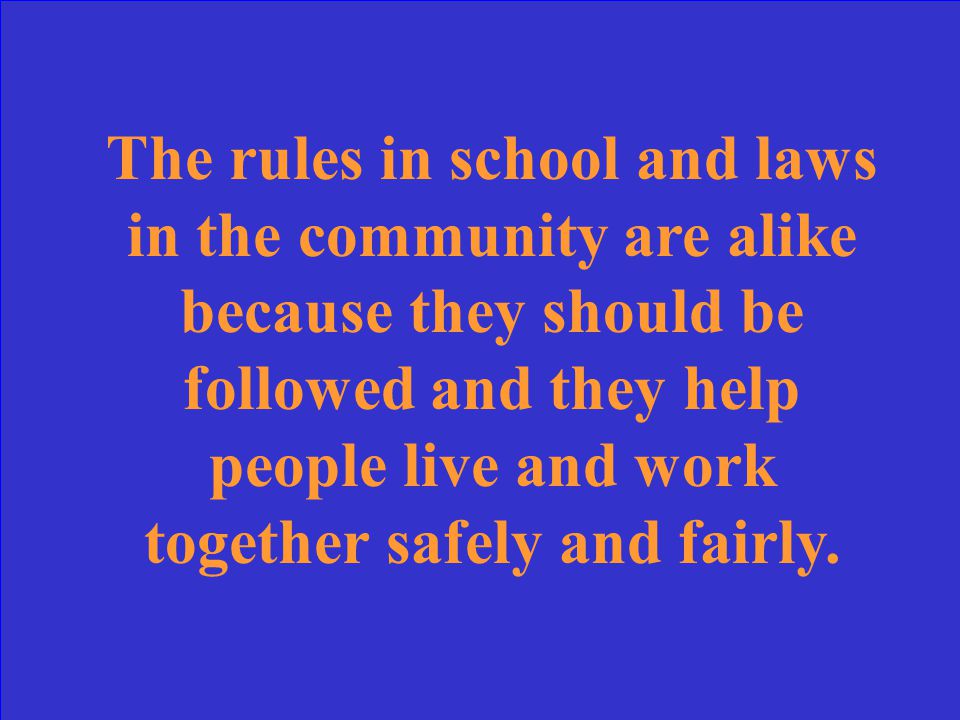 In what ways are the rules in your school like the rules in your community